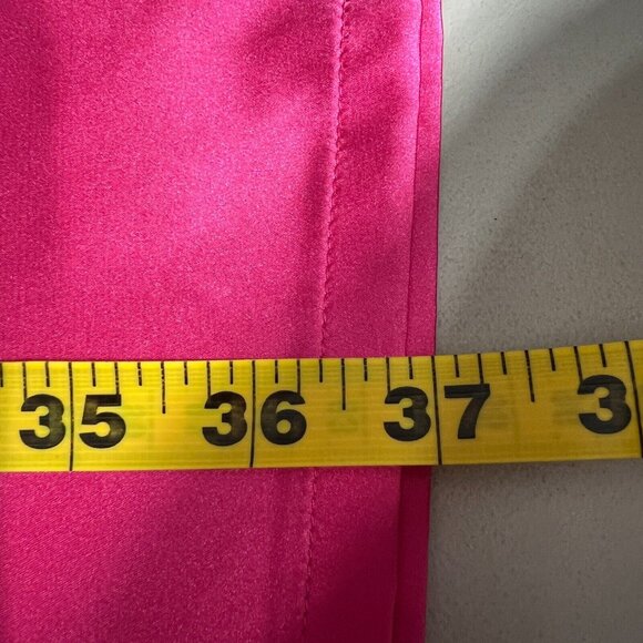 ShopDandy‎ The Drop Dress Womens XXL Pink Satin Long Bishop Sleeve Belted Sleeve - Picture 3 of 15